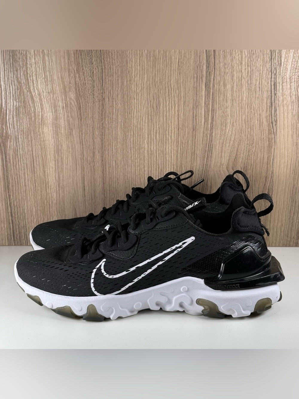 Nike React Vision Black White Running Shoes CD4373-006 Men’s Size 9 - Picture 3 of 9